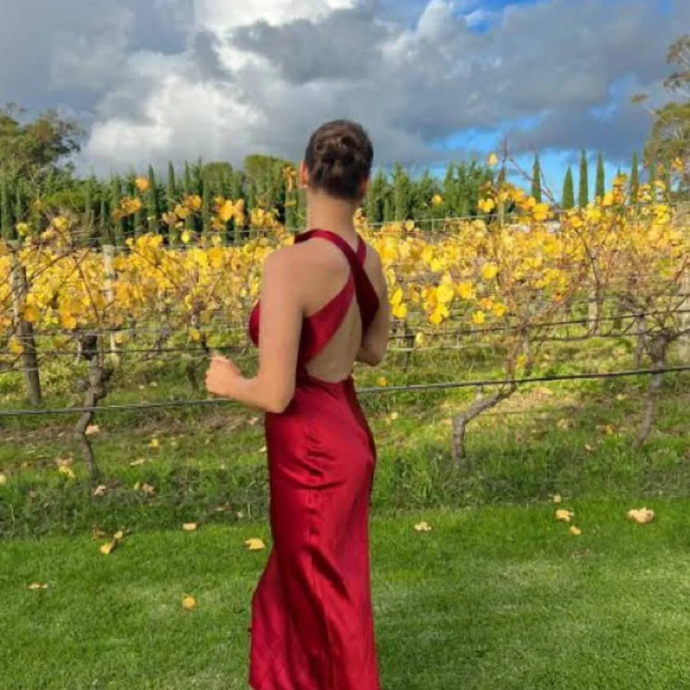 Reformation Cassette high neck cowl silk red dress sangre red NWT Size 6 formal - Picture 16 of 16